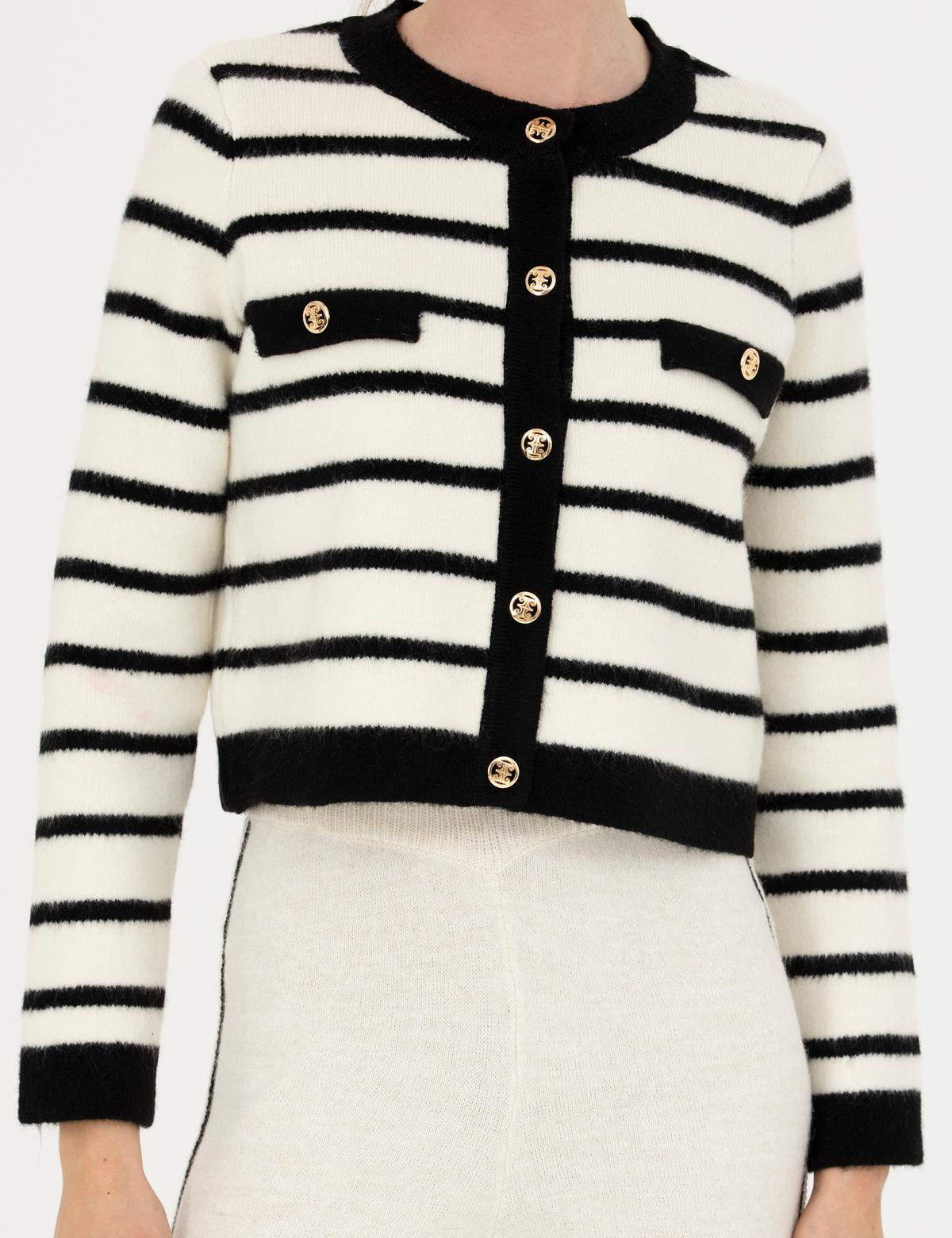 Ekru Crop Top Triko Hırka - 50280226004