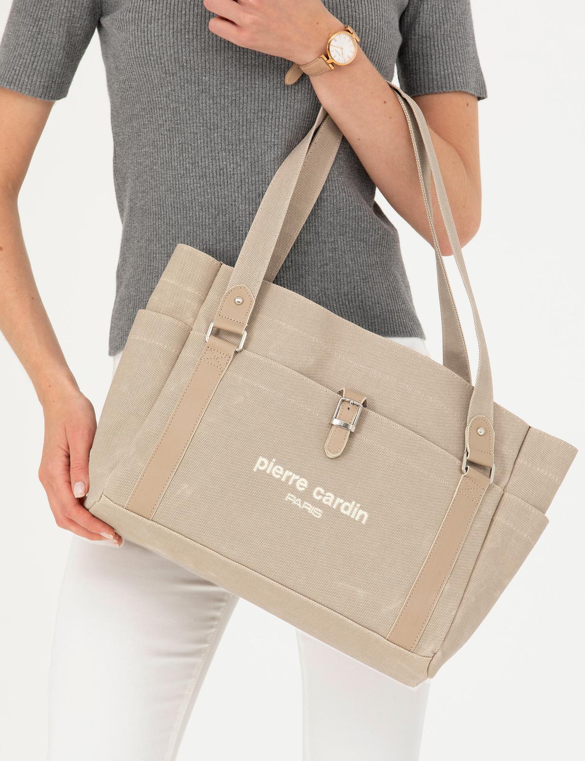 Bej Kanvas Kol Çantası - 50290190002