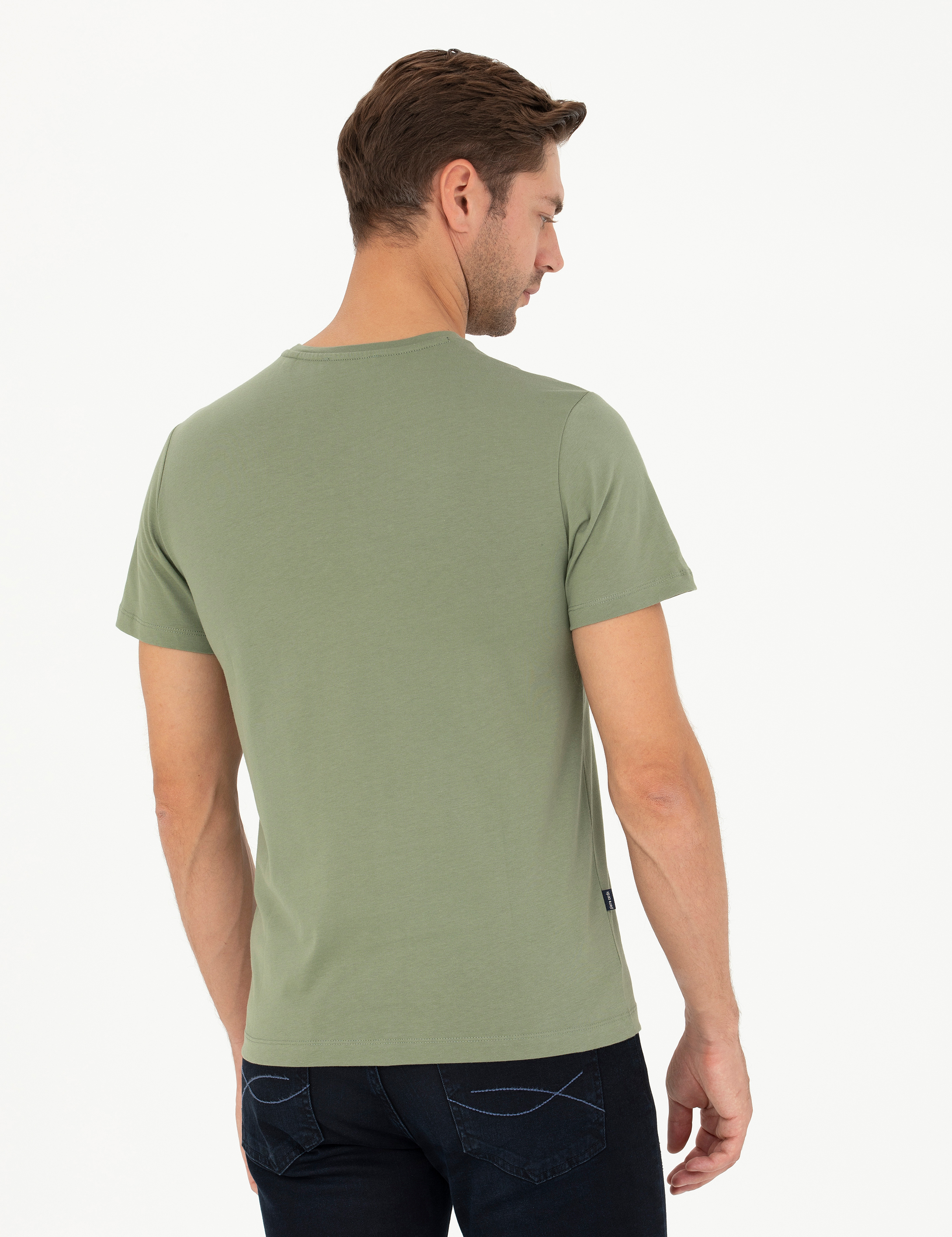 Haki Slim Fit Basic Tişört - Image 5