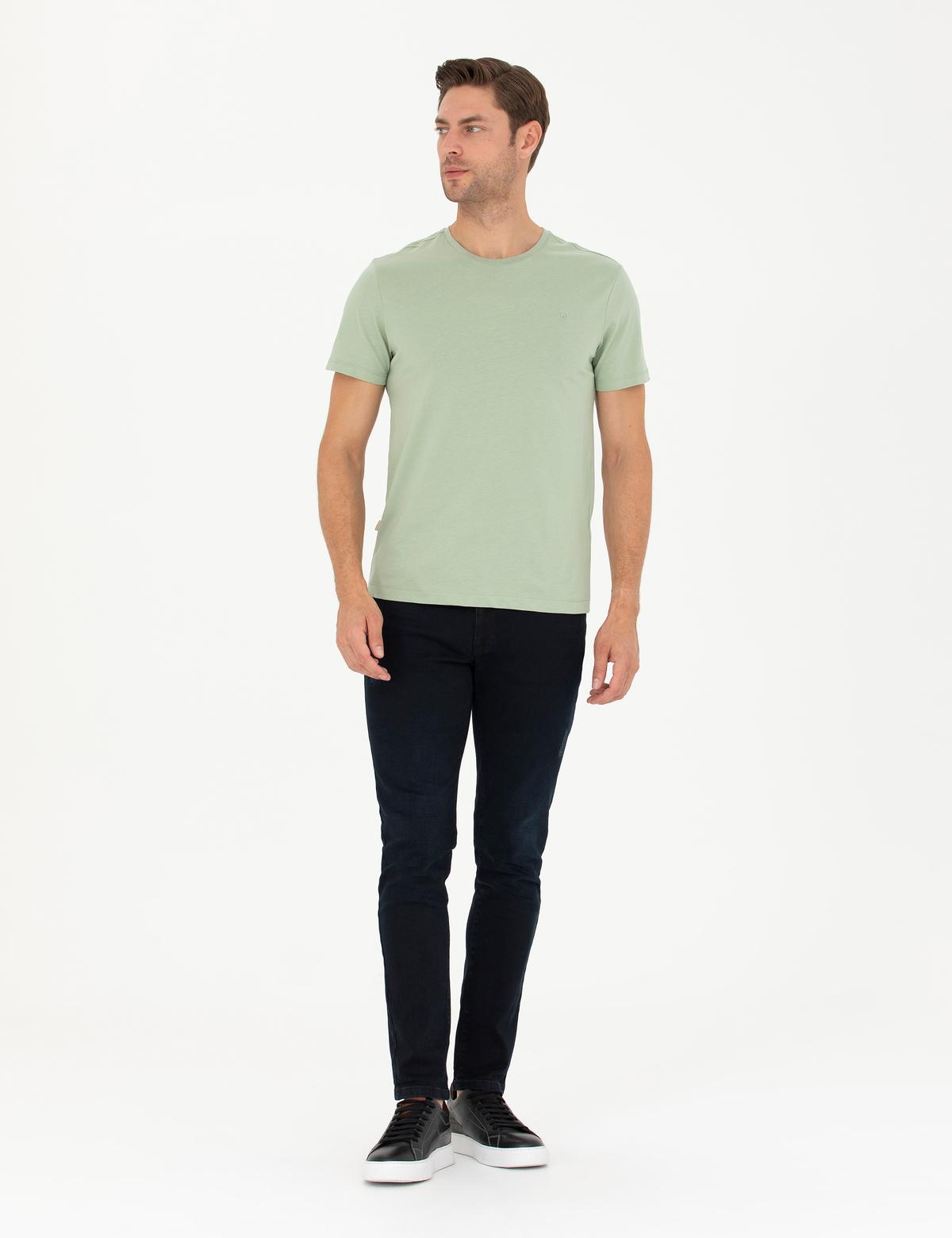 Yeşil Slim Fit Basic Tişört - 50289335038