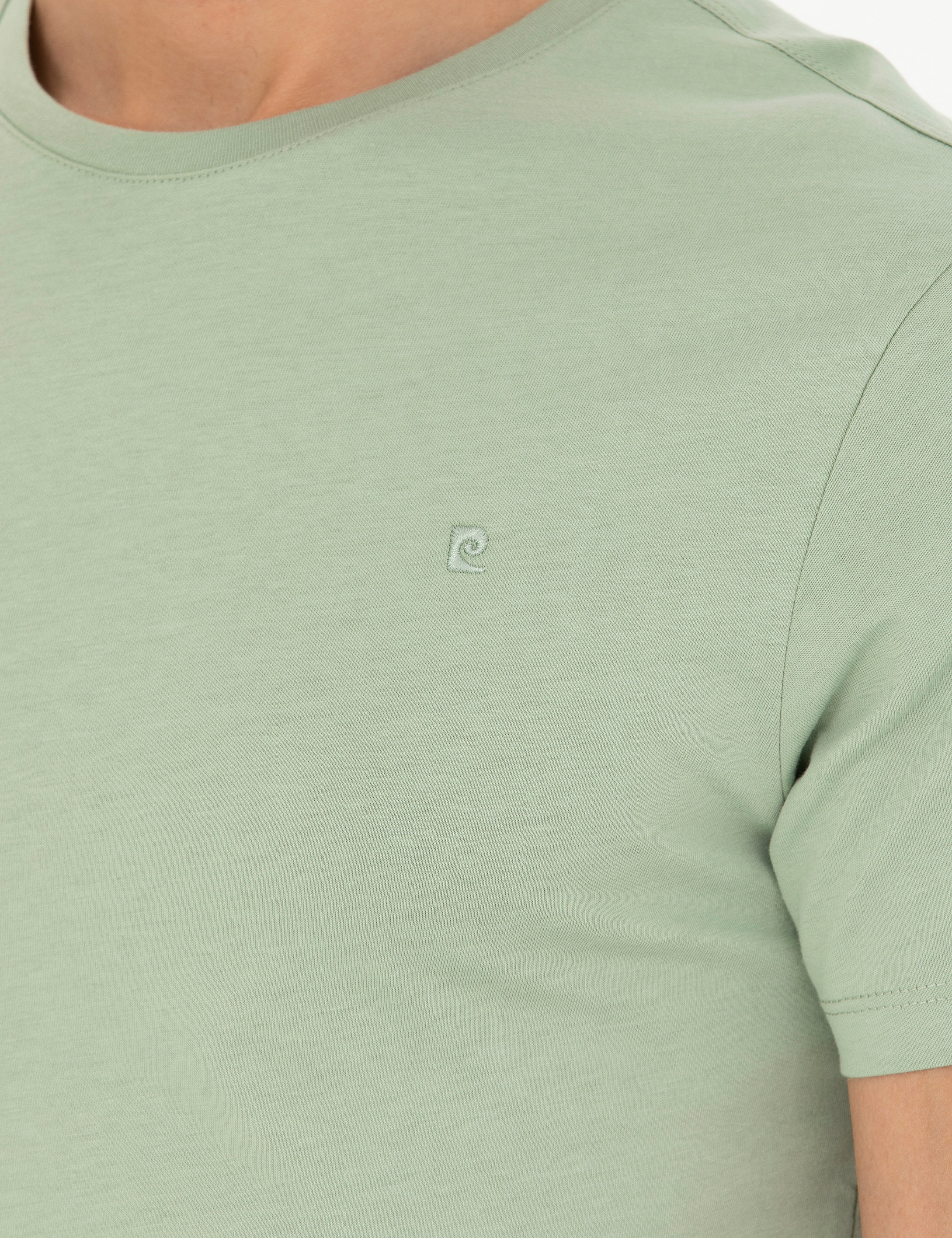 Yeşil Slim Fit Basic Tişört - Image 7