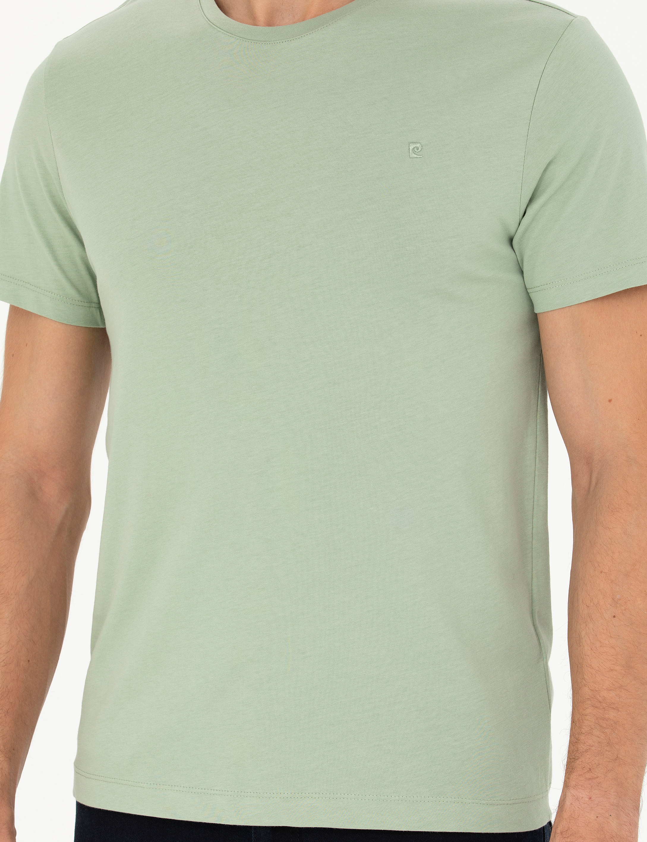 Yeşil Slim Fit Basic Tişört - Image 6