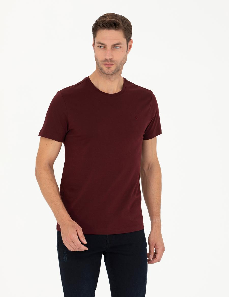 Bordo Slim Fit Basic Tişört