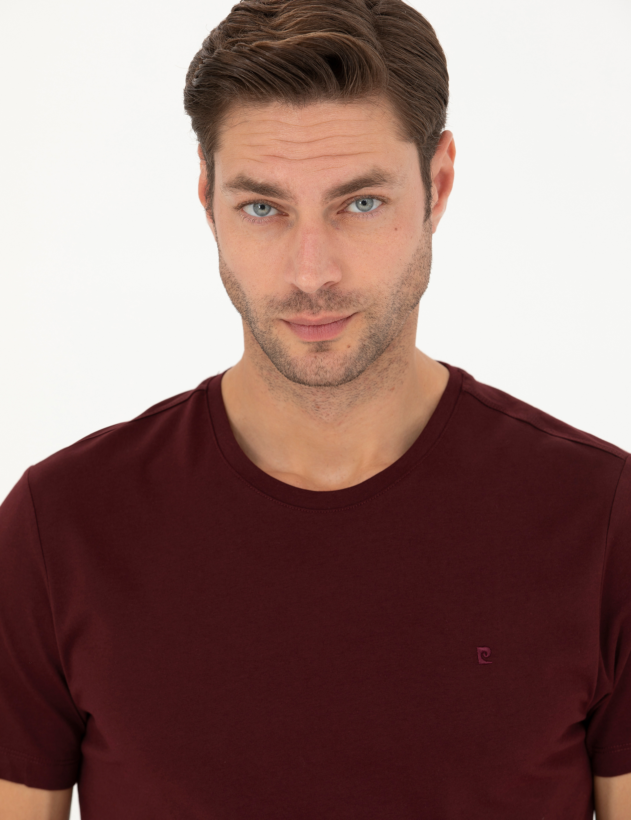 Bordo Slim Fit Basic Tişört - Image 2