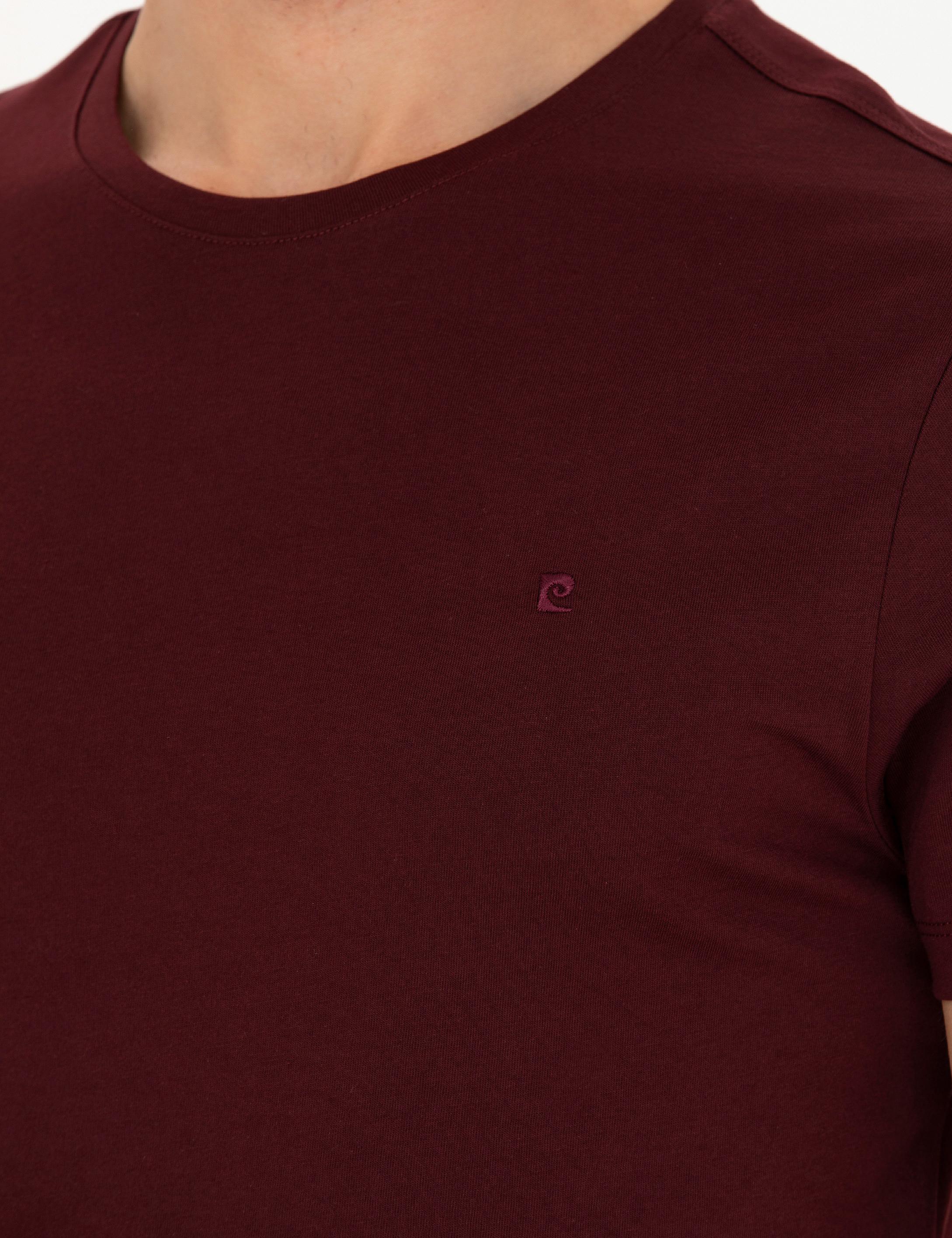 Bordo Slim Fit Basic Tişört - Image 7