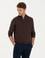 Kahverengi Slim Fit Fermuarlı Dik Yaka Triko Kazak