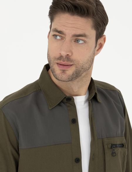 Haki Comfort Fit Uzun Kollu Gömlek - 50274659014