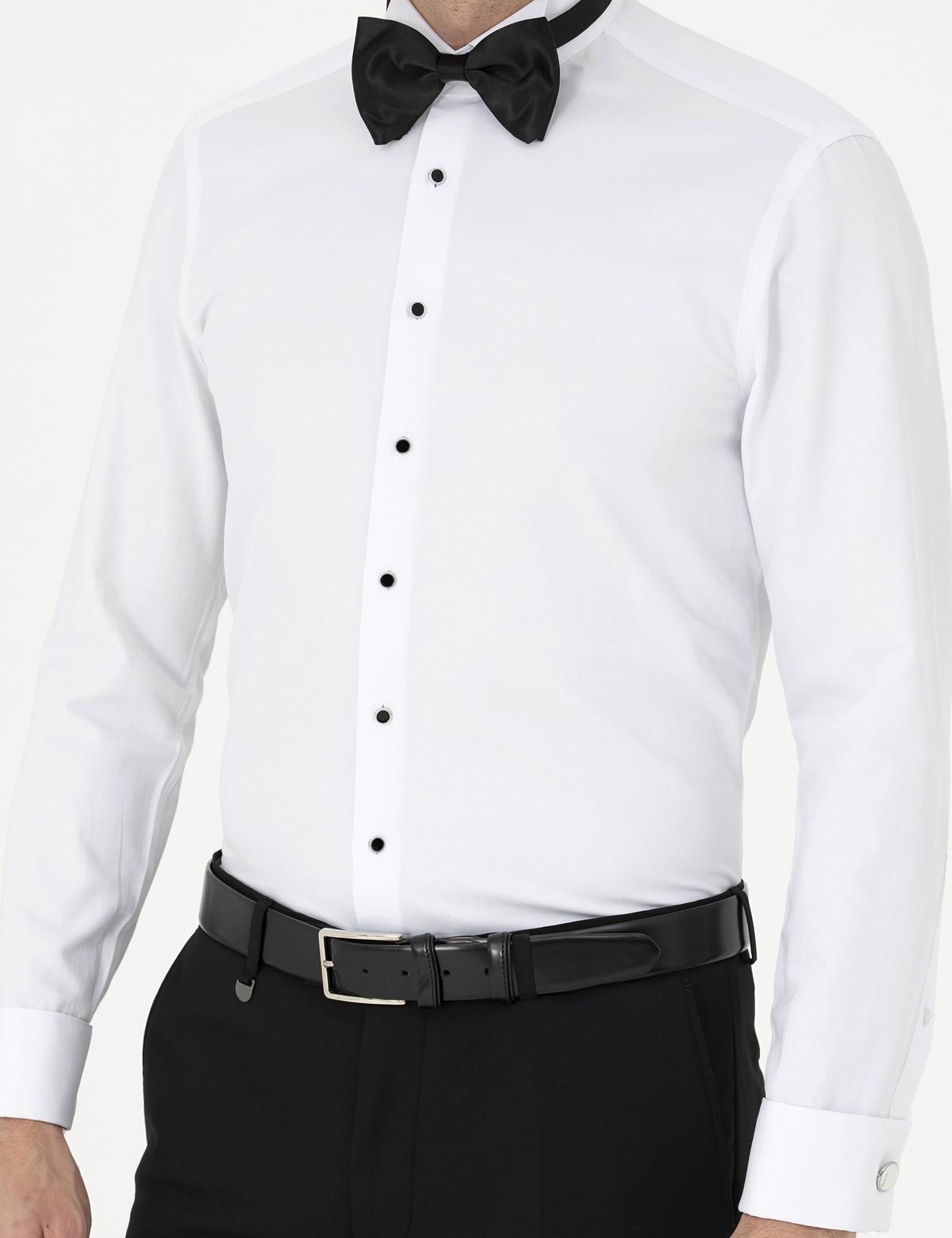 Beyaz Slim Fit Smokin Gömlek - 50277812007