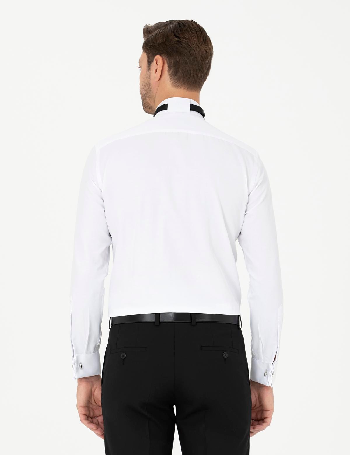 Beyaz Slim Fit Smokin Gömlek - 50277812007