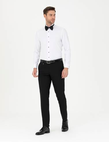 Beyaz Slim Fit Smokin Gömlek