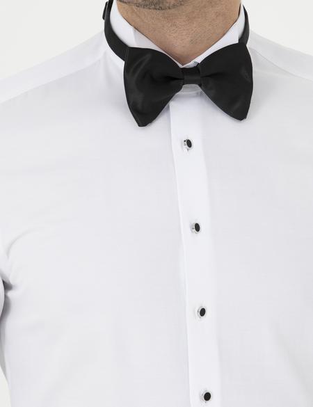 Beyaz Slim Fit Smokin Gömlek - 50277812007