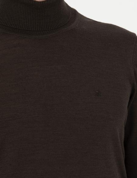 Kahverengi Slim Fit Balıkçı Yaka Yün Karışımlı Basic Triko Kazak - 50270052081