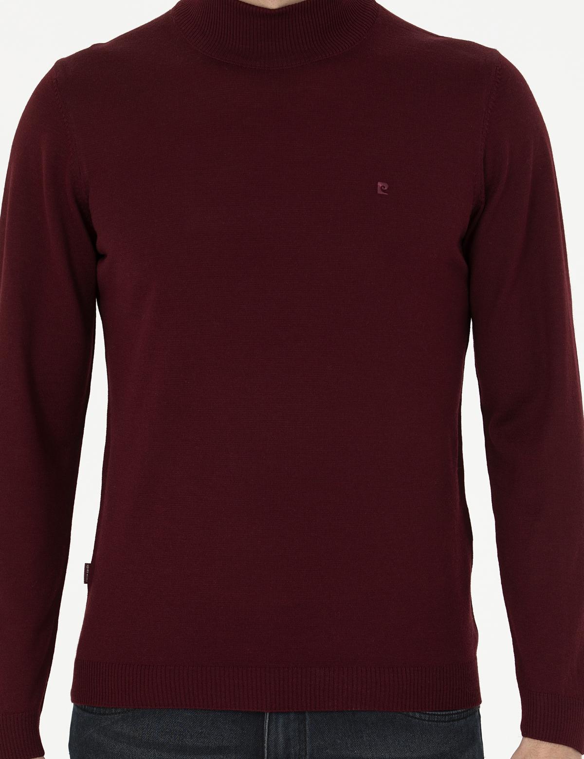 Kırmızı Slim Fit Yarım Balıkçı Yaka Yün Karışımlı Basic Triko Kazak - 50270055116