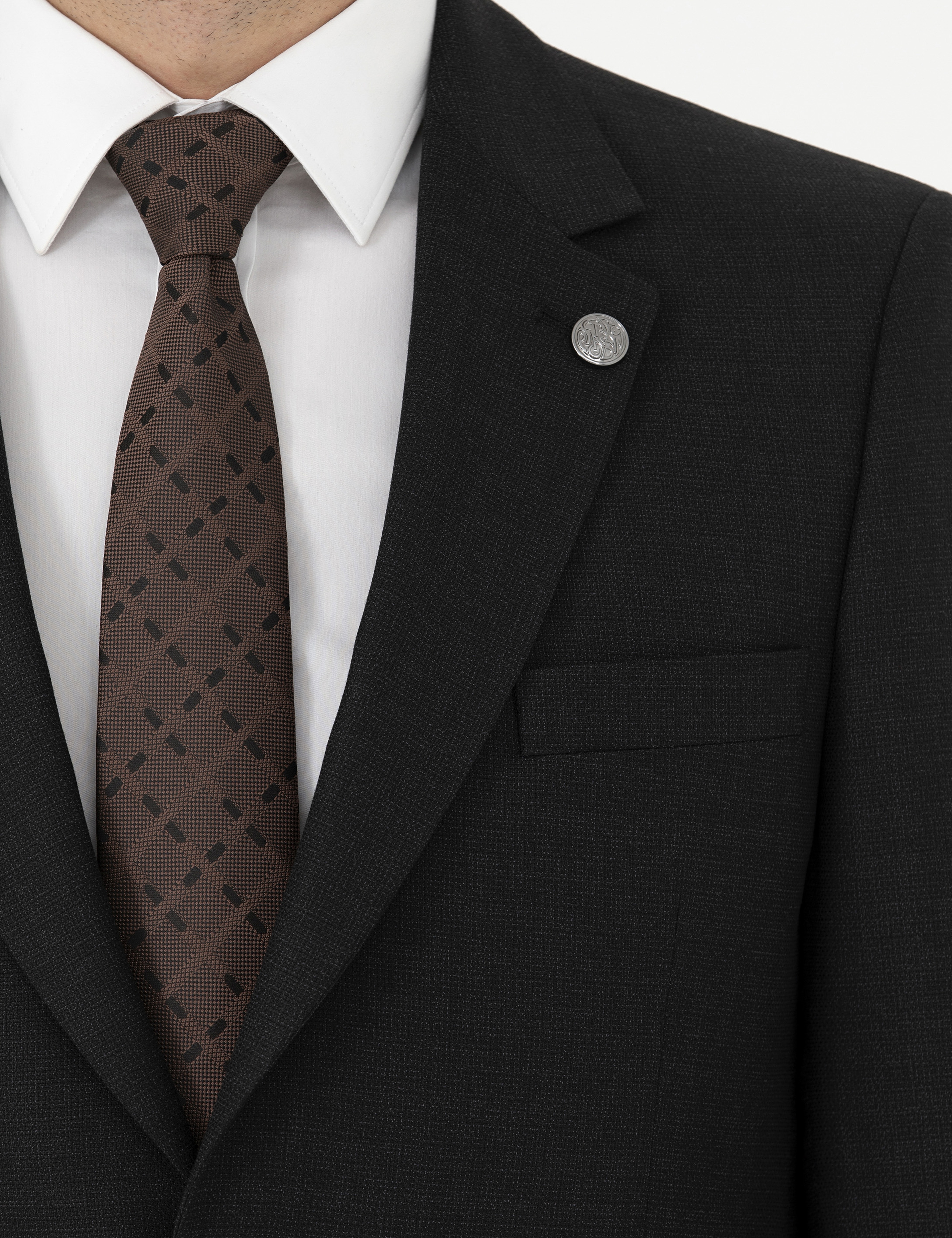 Siyah Slim Fit Çizgili Takım Elbise - Image 7