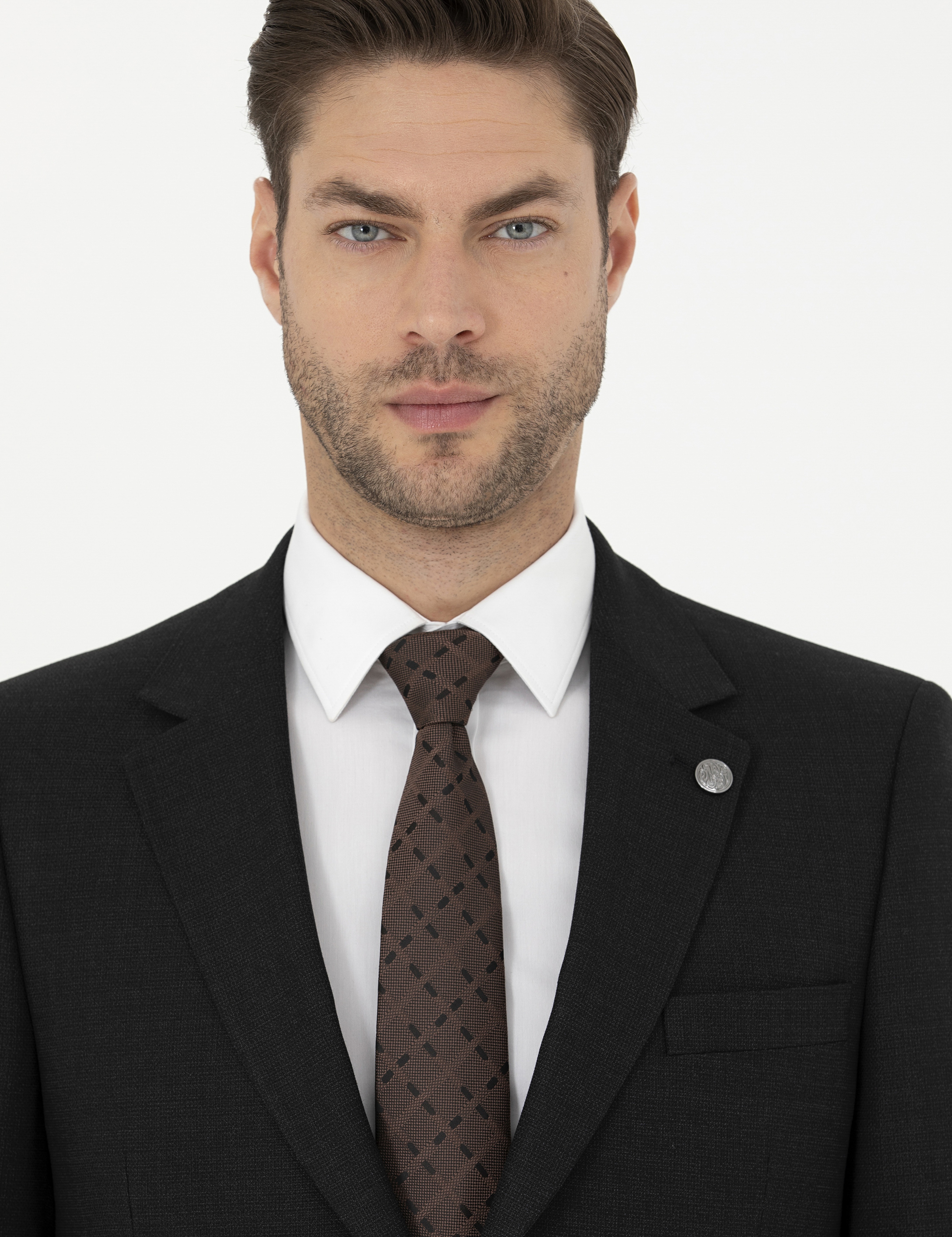 Siyah Slim Fit Çizgili Takım Elbise - Image 2