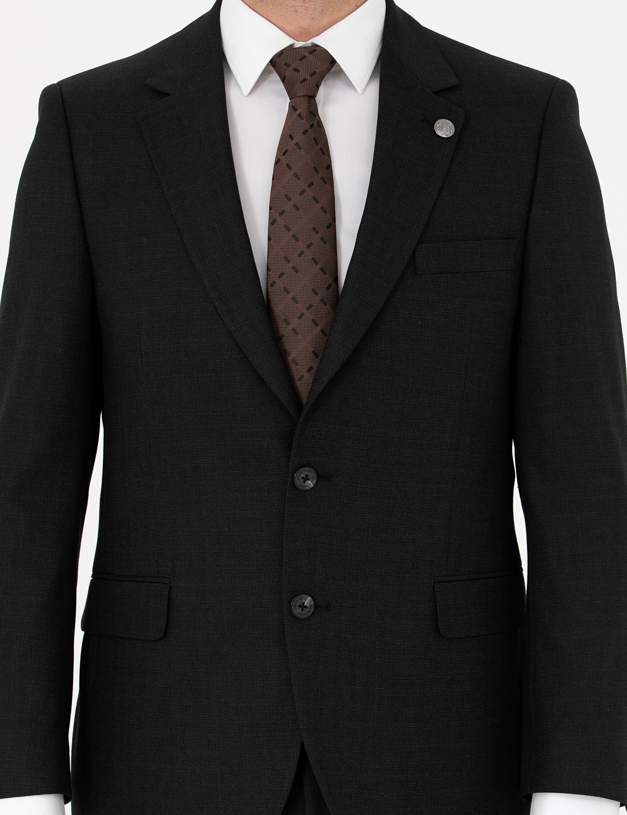 Pierre Cardin Siyah Slim Fit Çizgili Takım Elbise görsel 6