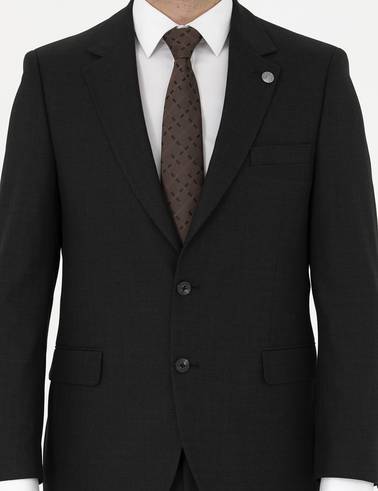 Siyah Slim Fit Çizgili Takım Elbise