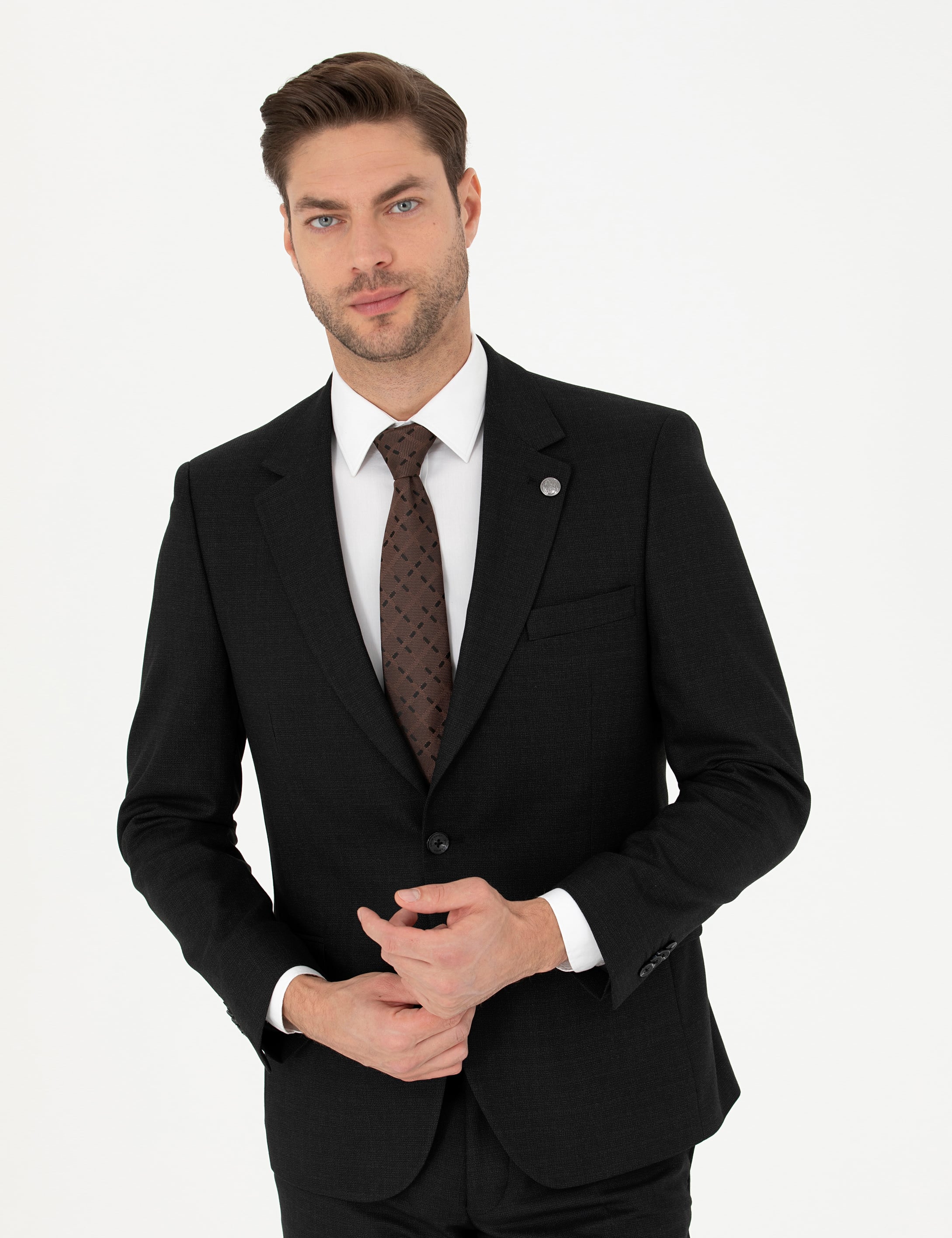 Pierre Cardin Siyah Slim Fit Çizgili Takım Elbise görsel 3