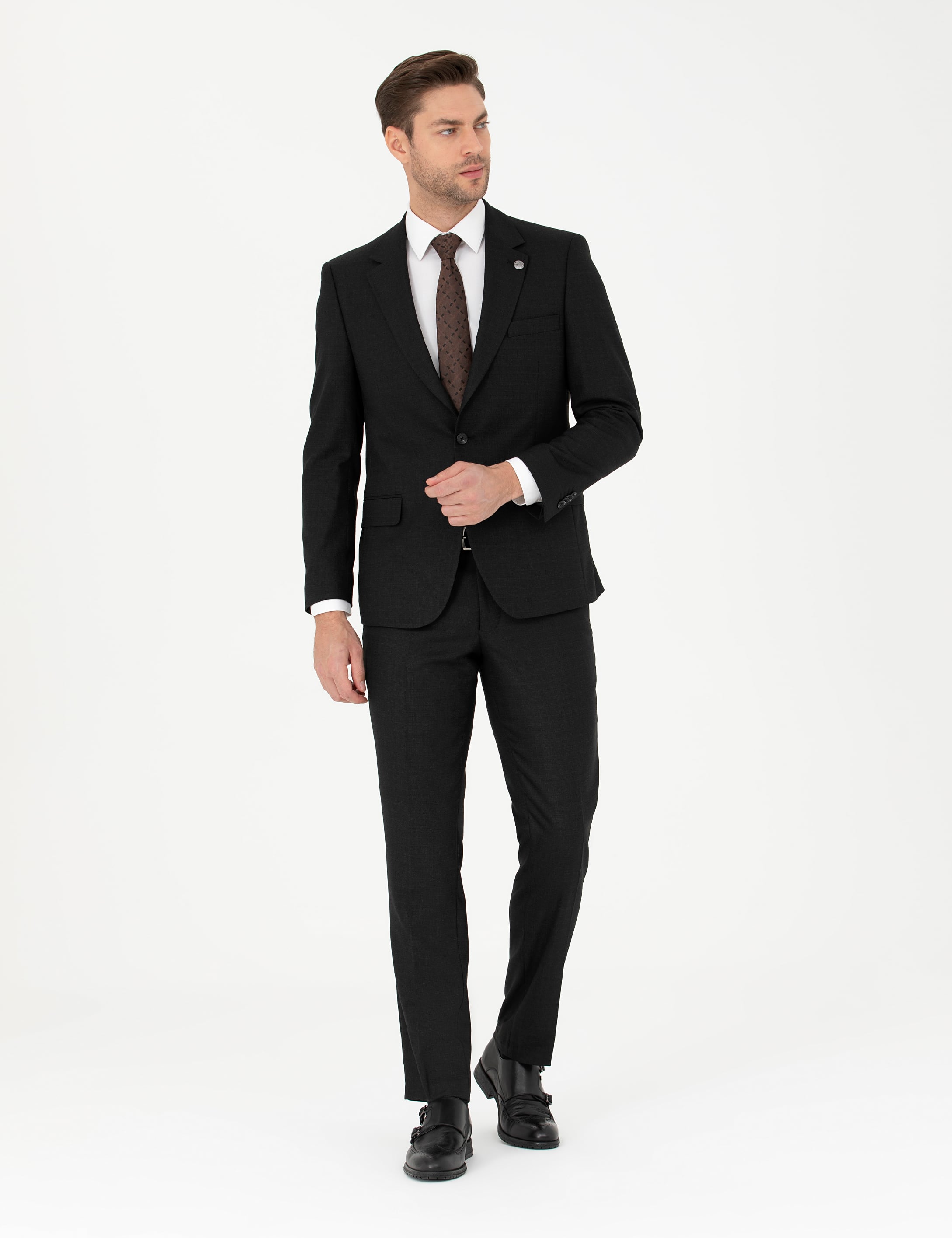 Pierre Cardin Siyah Slim Fit Çizgili Takım Elbise görsel 4