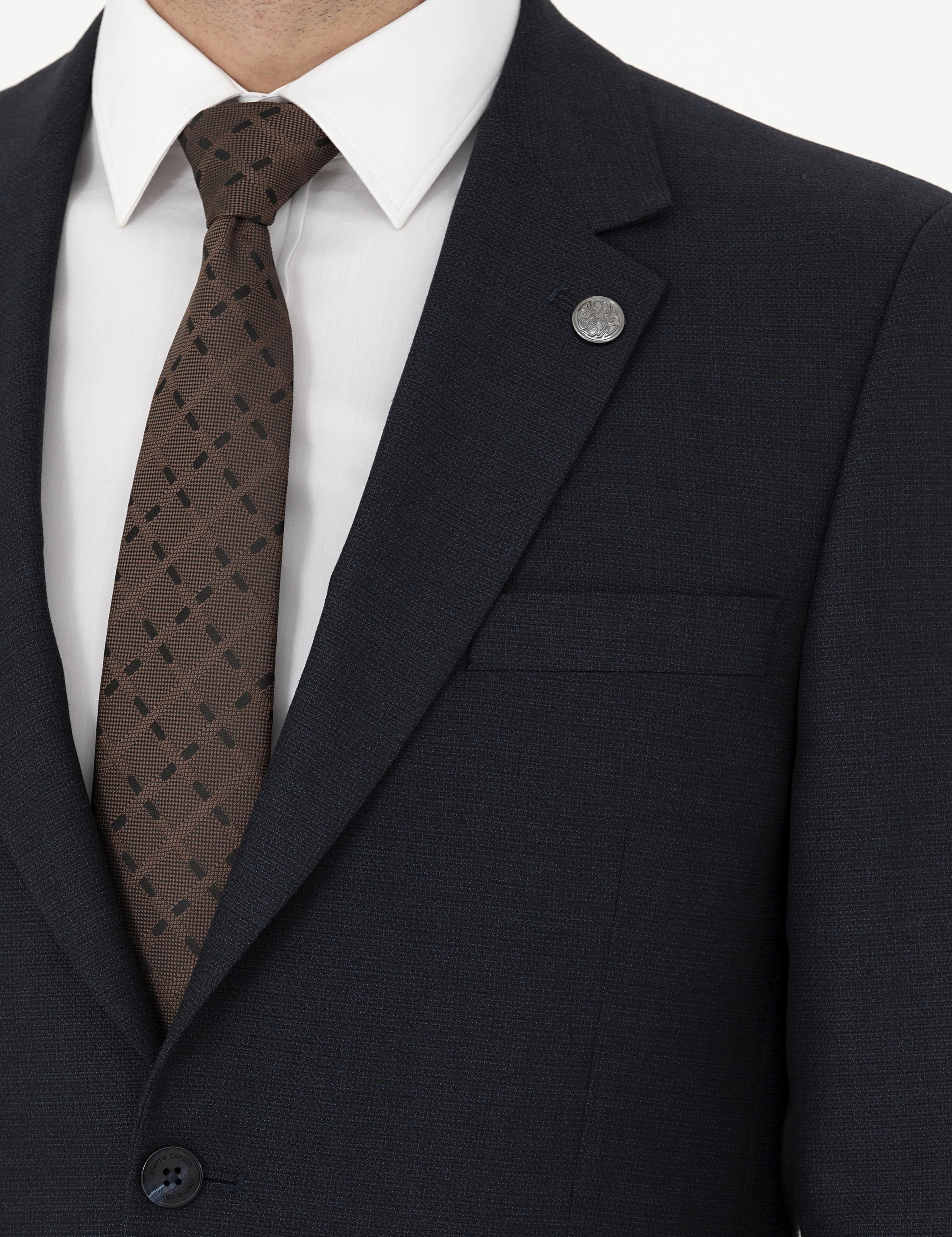 Lacivert Slim Fit Çizgili Takım Elbise