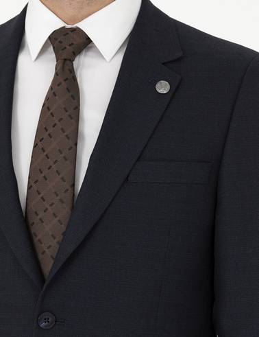 Lacivert Slim Fit Çizgili Takım Elbise
