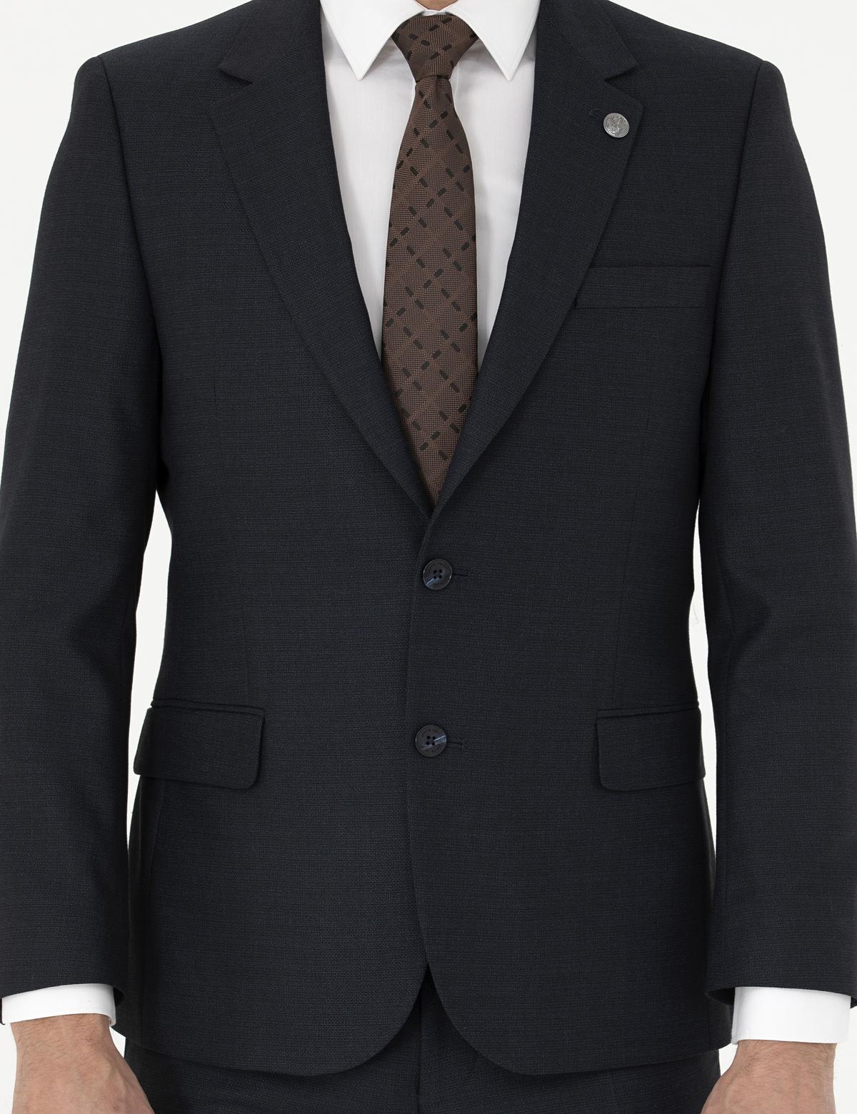 Lacivert Slim Fit Çizgili Takım Elbise - 50288211061