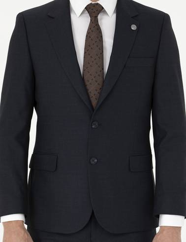 Lacivert Slim Fit Çizgili Takım Elbise