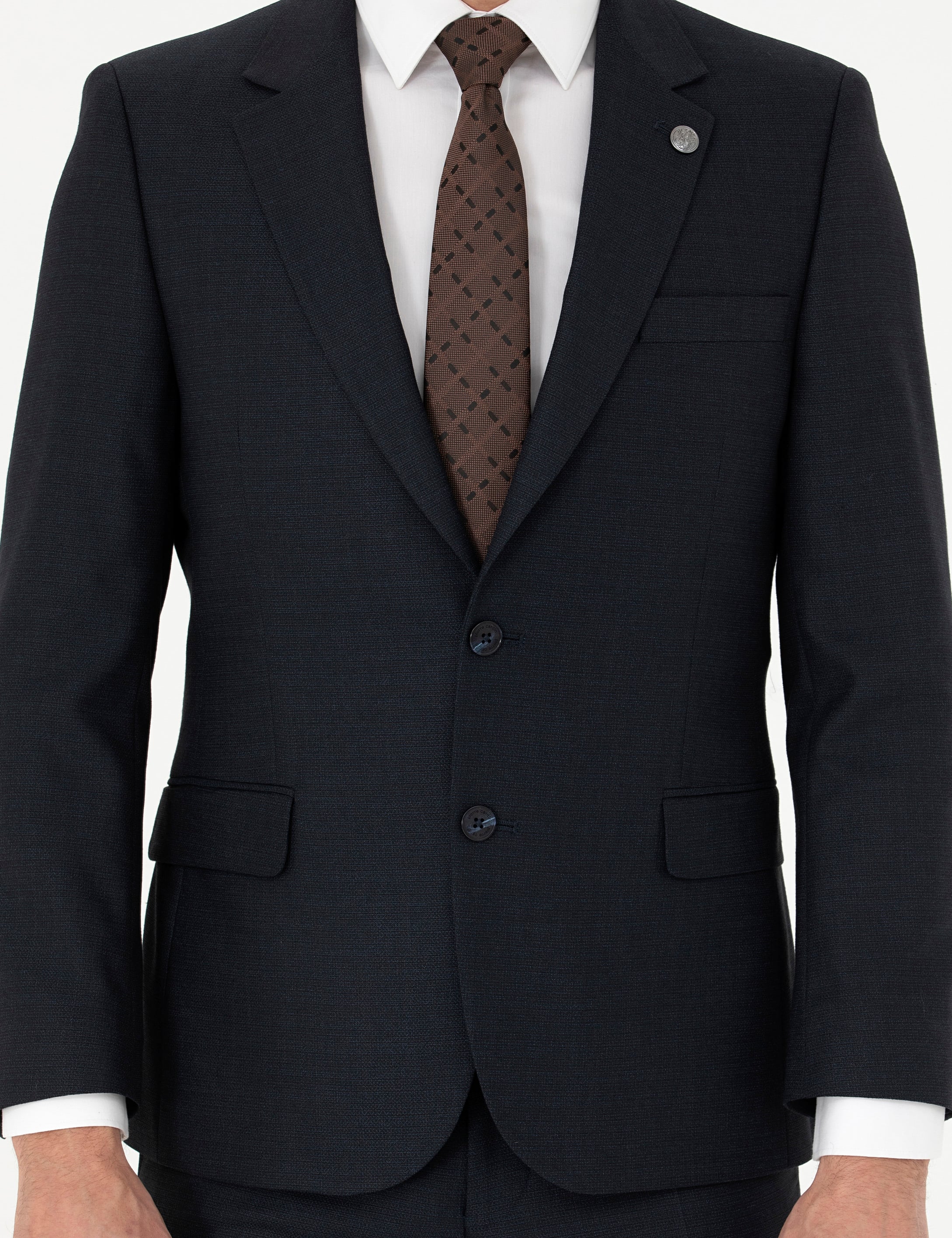 Lacivert Slim Fit Çizgili Takım Elbise - Image 6