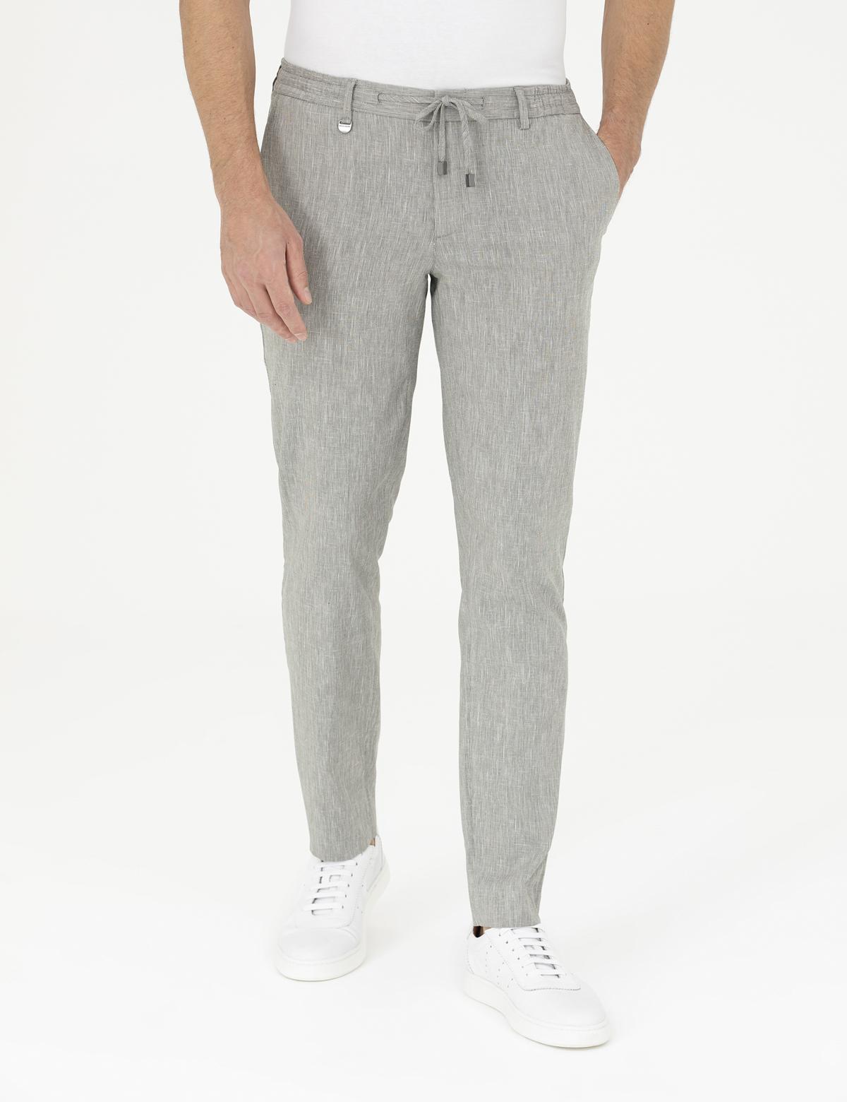 Açık Yeşil Ex. Slim Fit Keten Karışımlı Kumaş Pantolon - 50284934087