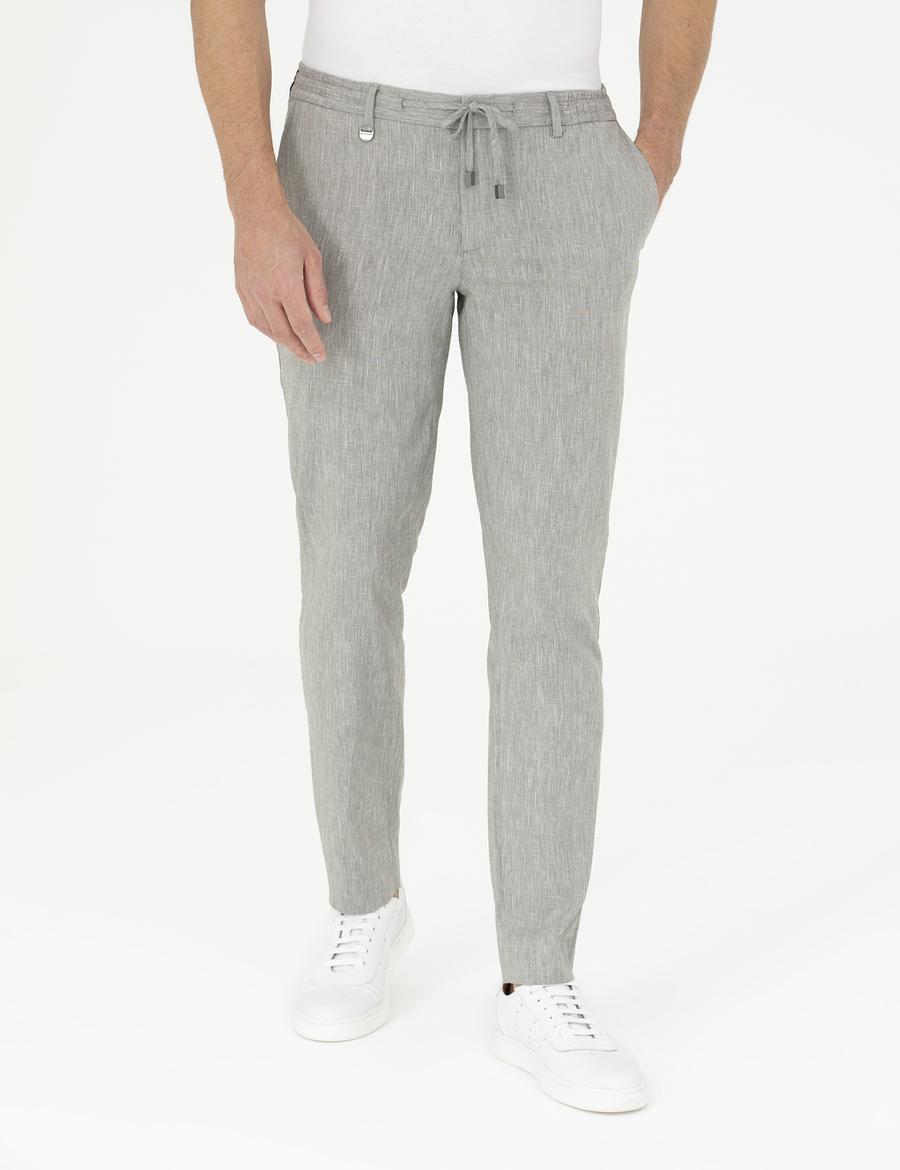 Açık Yeşil Ex. Slim Fit Keten Karışımlı Kumaş Pantolon