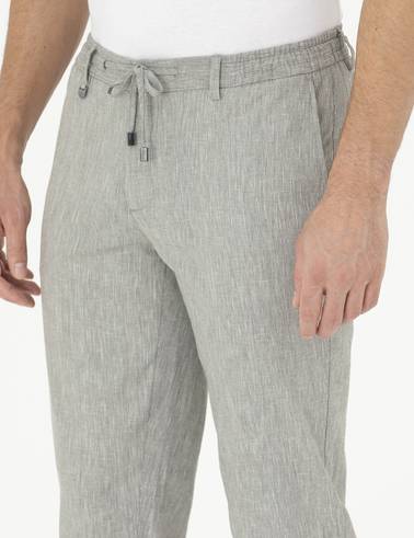 Açık Yeşil Ex. Slim Fit Keten Karışımlı Kumaş Pantolon