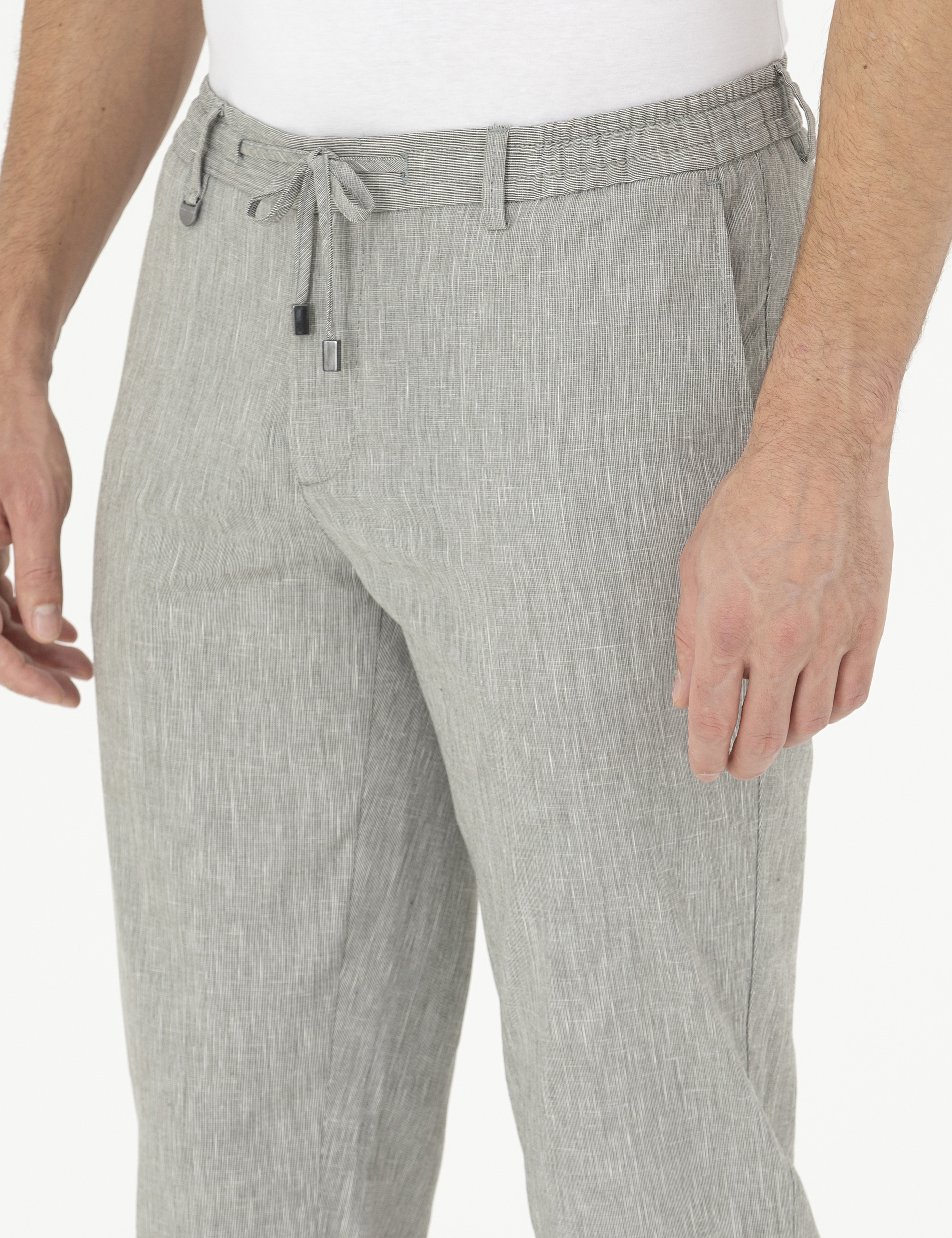 Açık Yeşil Ex. Slim Fit Keten Karışımlı Kumaş Pantolon - Image 6
