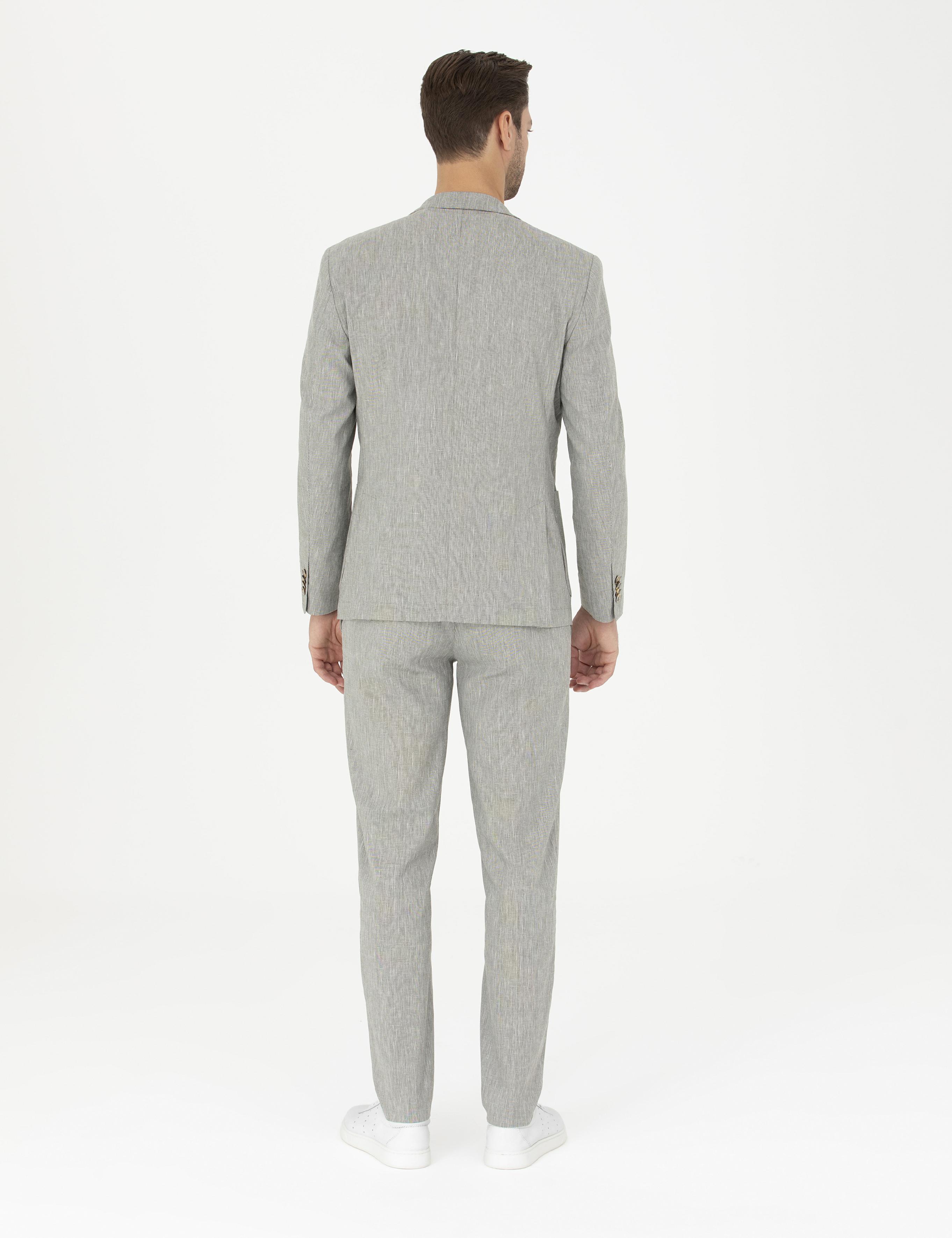 Açık Yeşil Ex. Slim Fit Keten Karışımlı Kumaş Pantolon