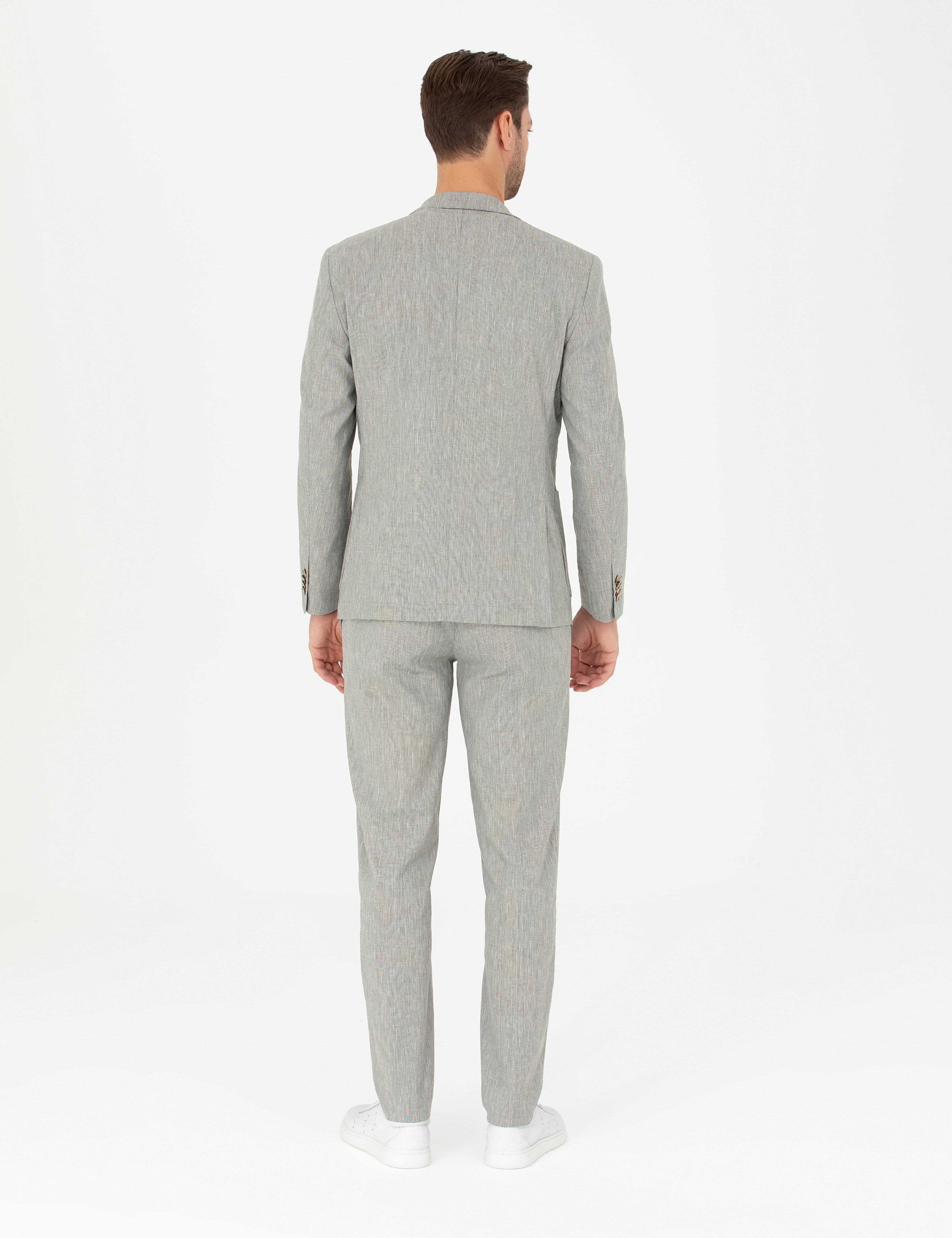 Açık Yeşil Ex. Slim Fit Keten Karışımlı Kumaş Pantolon