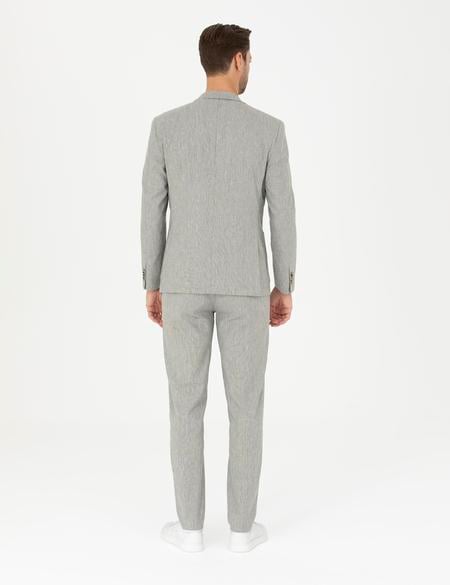 Açık Yeşil Ex. Slim Fit Keten Karışımlı Kumaş Pantolon - 50284934087