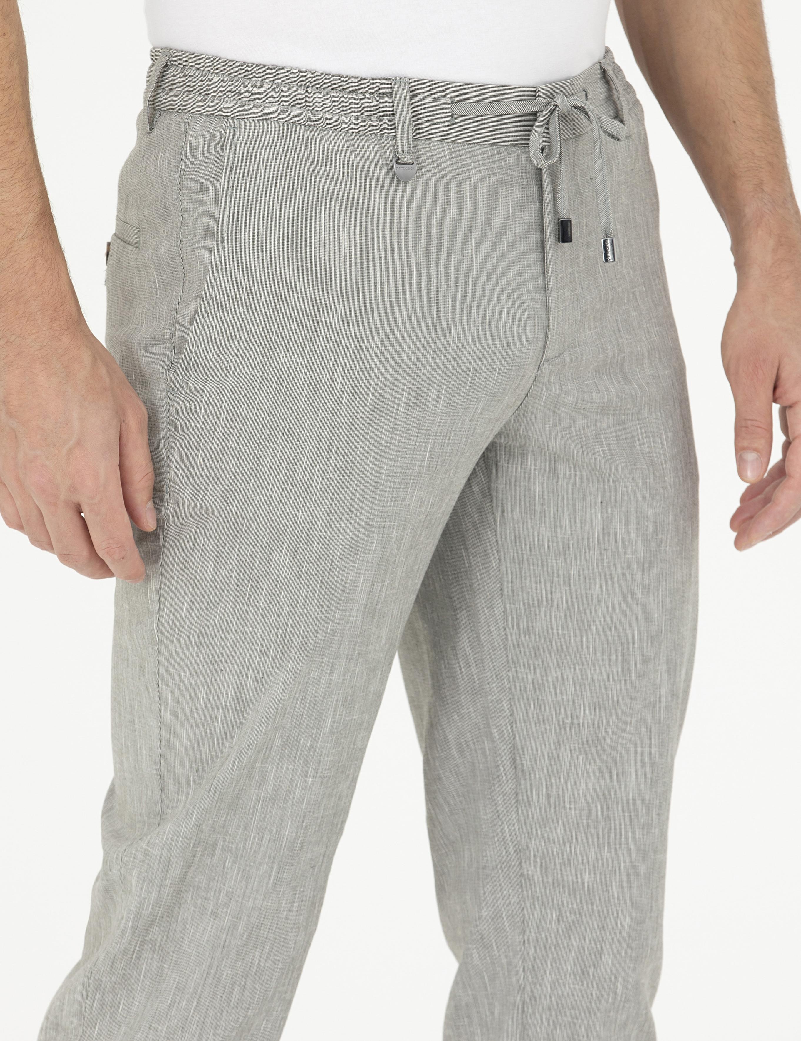 Açık Yeşil Ex. Slim Fit Keten Karışımlı Kumaş Pantolon