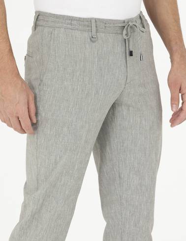 Açık Yeşil Ex. Slim Fit Keten Karışımlı Kumaş Pantolon