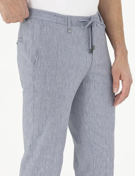 Koyu Mavi Ex. Slim Fit Keten Karışımlı Kumaş Pantolon - 50284934105