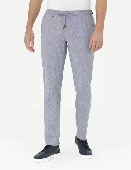 Koyu Mavi Ex. Slim Fit Keten Karışımlı Kumaş Pantolon - 50284934105
