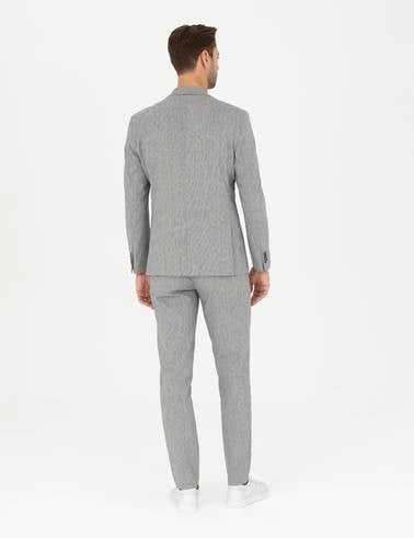 Gri Ex. Slim Fit Keten Karışımlı Kumaş Pantolon