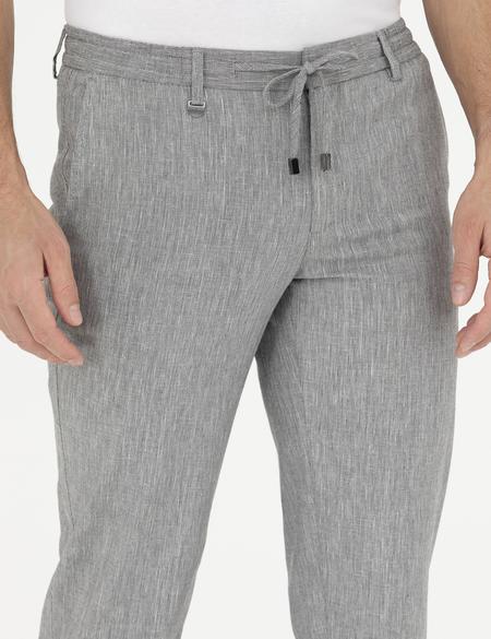 Gri Ex. Slim Fit Keten Karışımlı Kumaş Pantolon - 50284934153