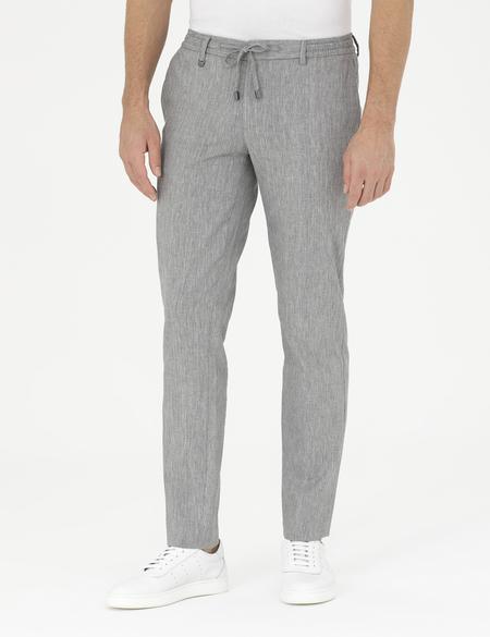 Gri Ex. Slim Fit Keten Karışımlı Kumaş Pantolon - 50284934153