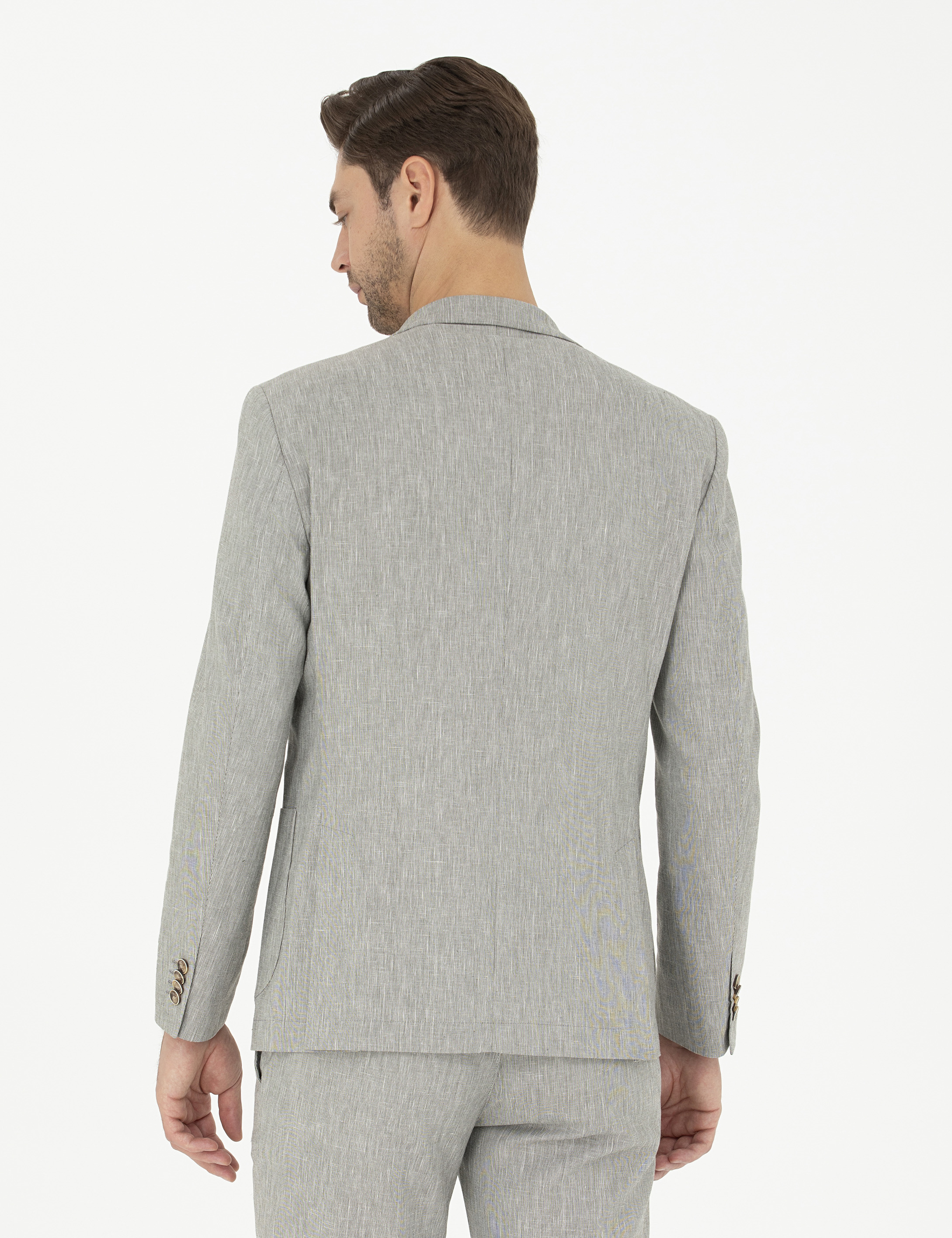 Pierre Cardin Açık Yeşil Ex. Slim Fit Keten Karışımlı Ceket görsel 5