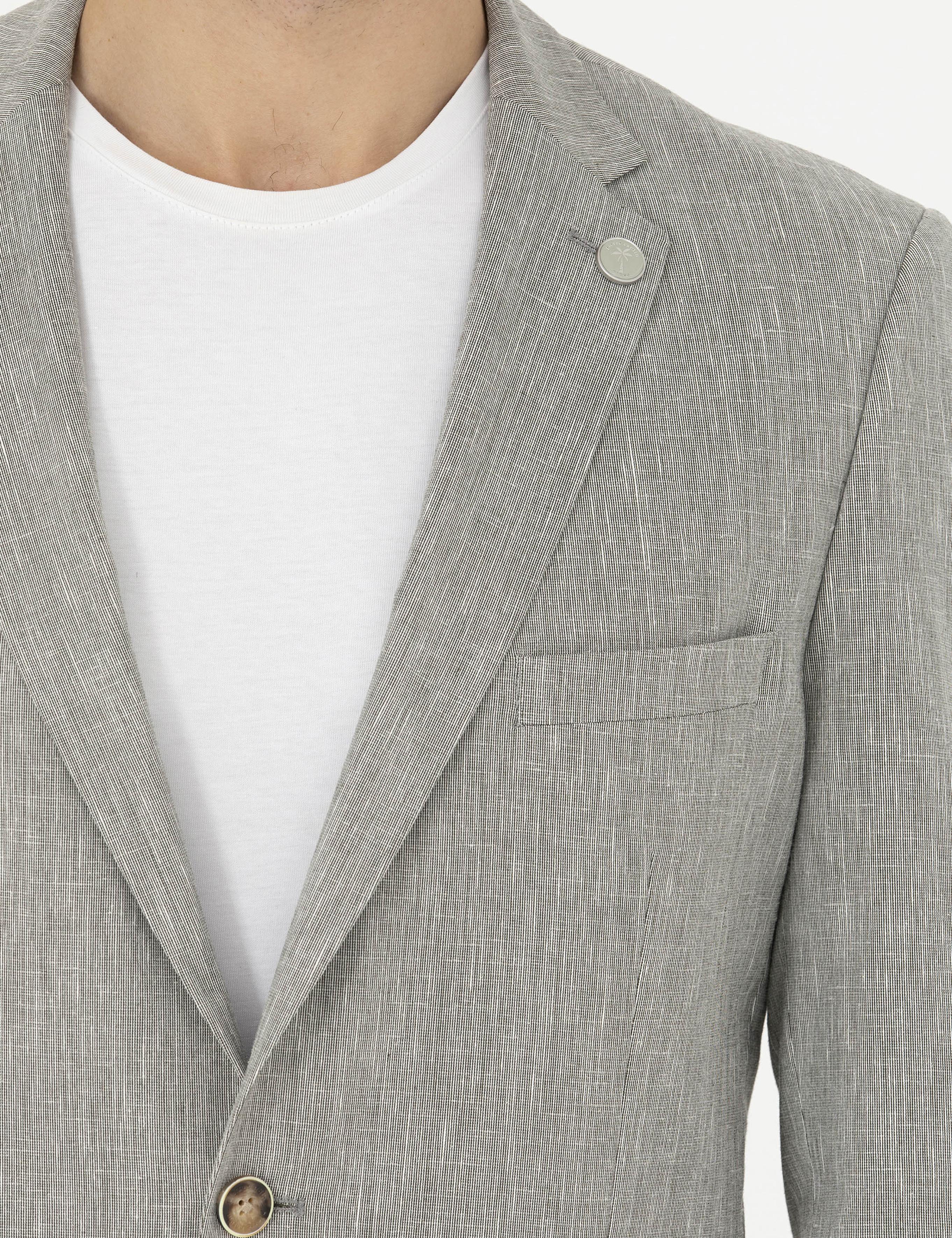 Açık Yeşil Ex. Slim Fit Keten Karışımlı Ceket