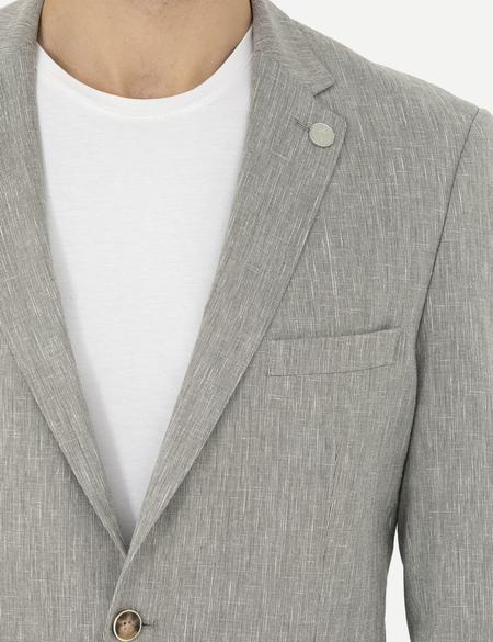 Açık Yeşil Ex. Slim Fit Keten Karışımlı Ceket - 50284935083