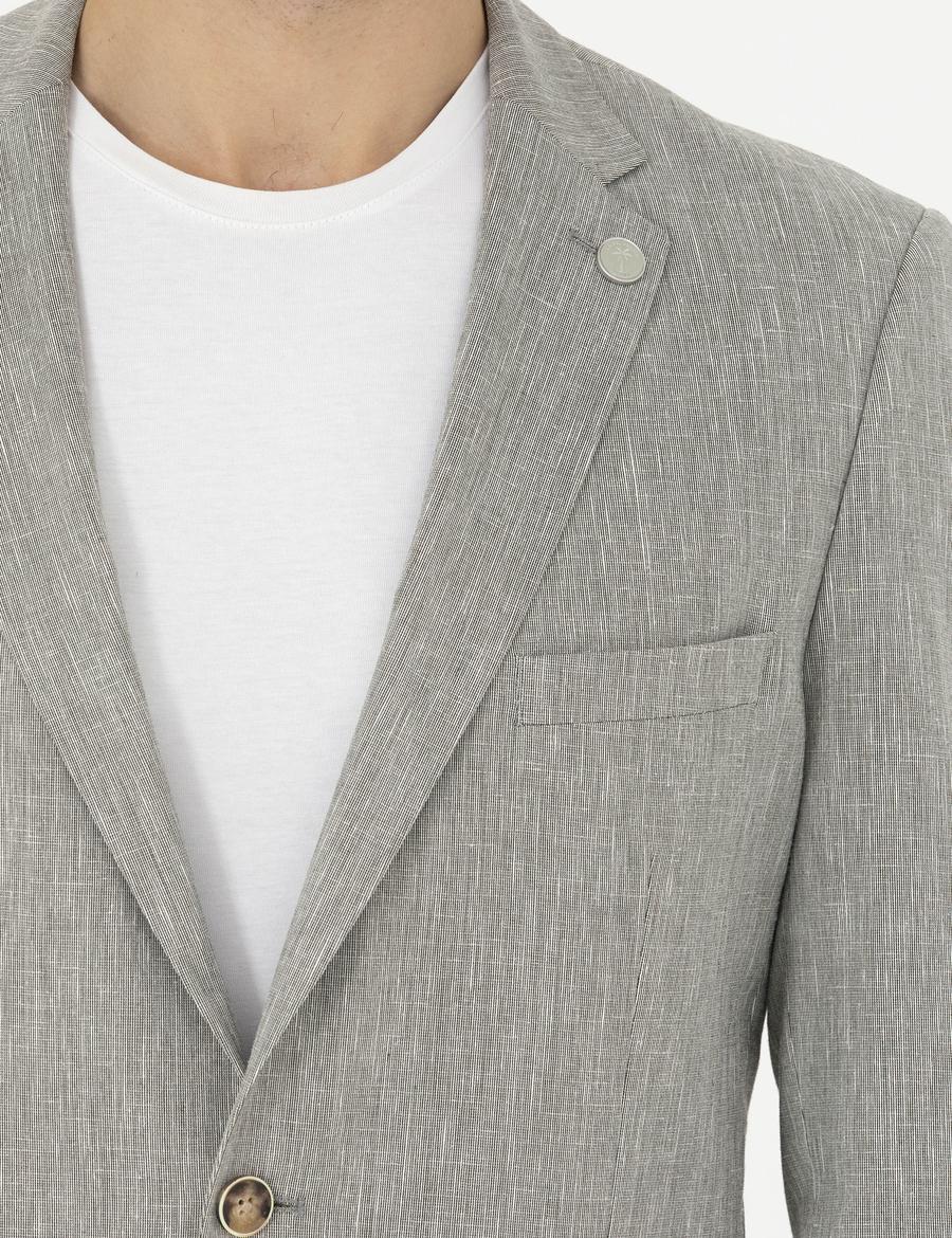 Açık Yeşil Ex. Slim Fit Keten Karışımlı Ceket