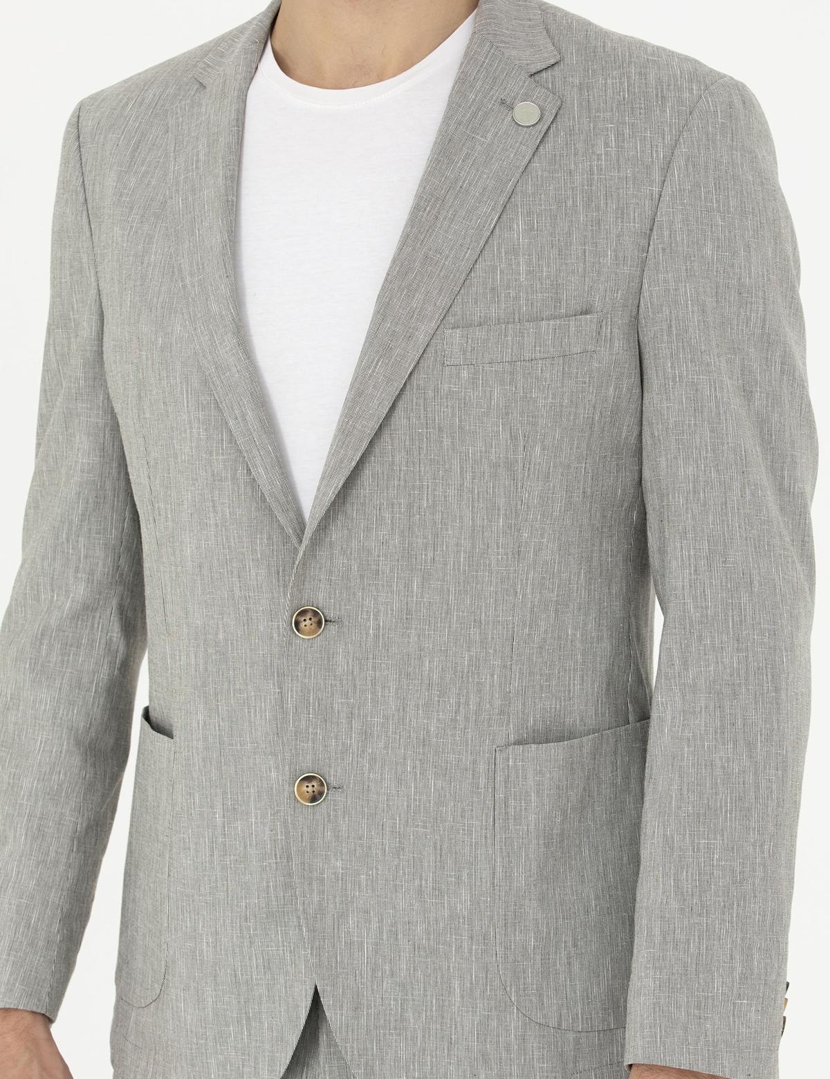 Açık Yeşil Ex. Slim Fit Keten Karışımlı Ceket - 50284935083