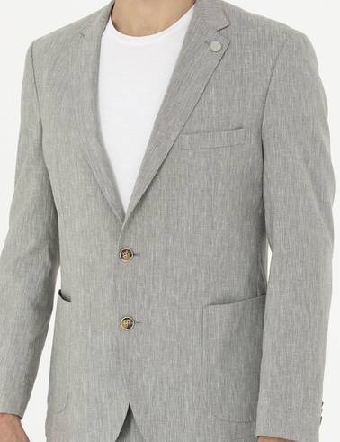 Açık Yeşil Ex. Slim Fit Keten Karışımlı Ceket
