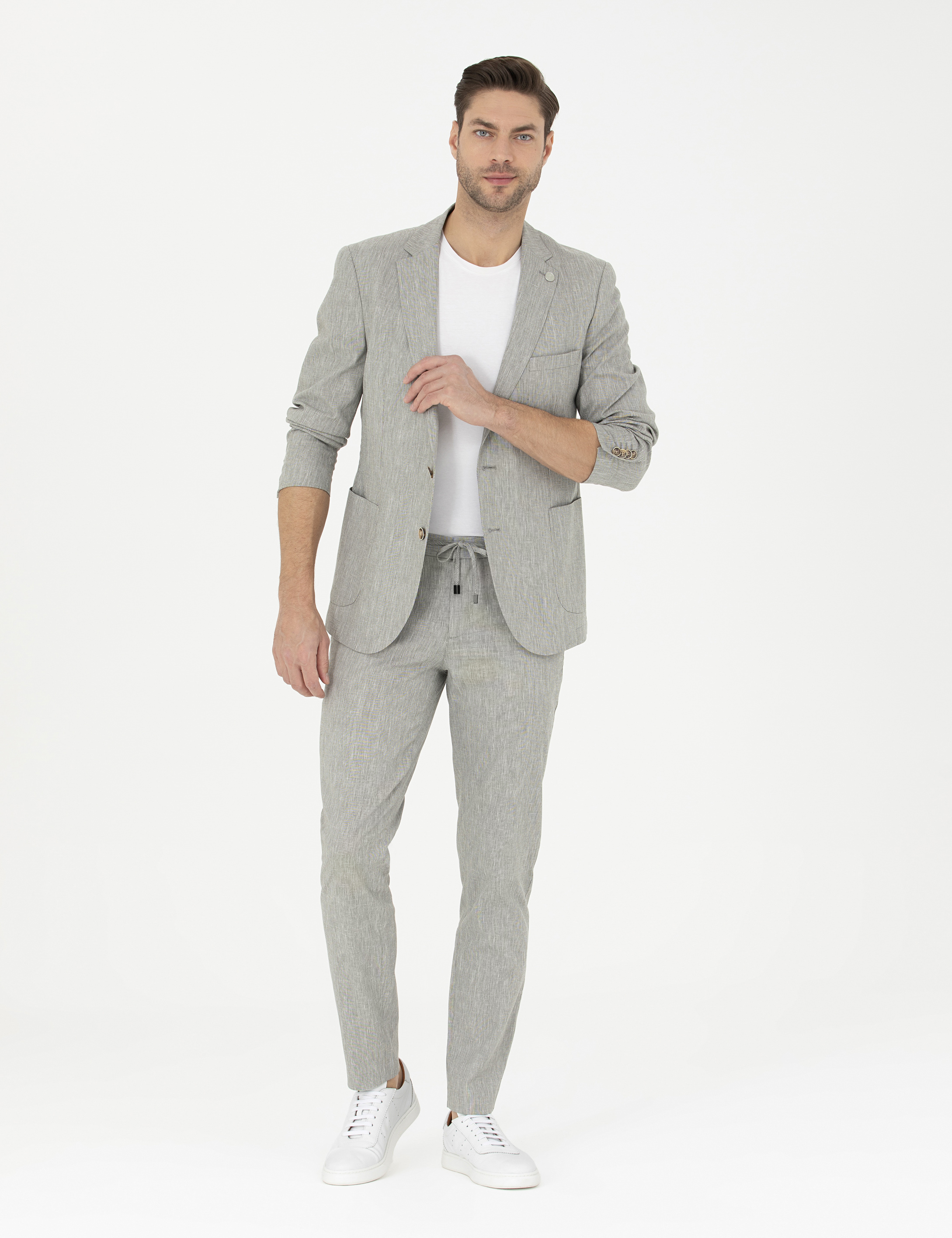 Pierre Cardin Açık Yeşil Ex. Slim Fit Keten Karışımlı Ceket görsel 4