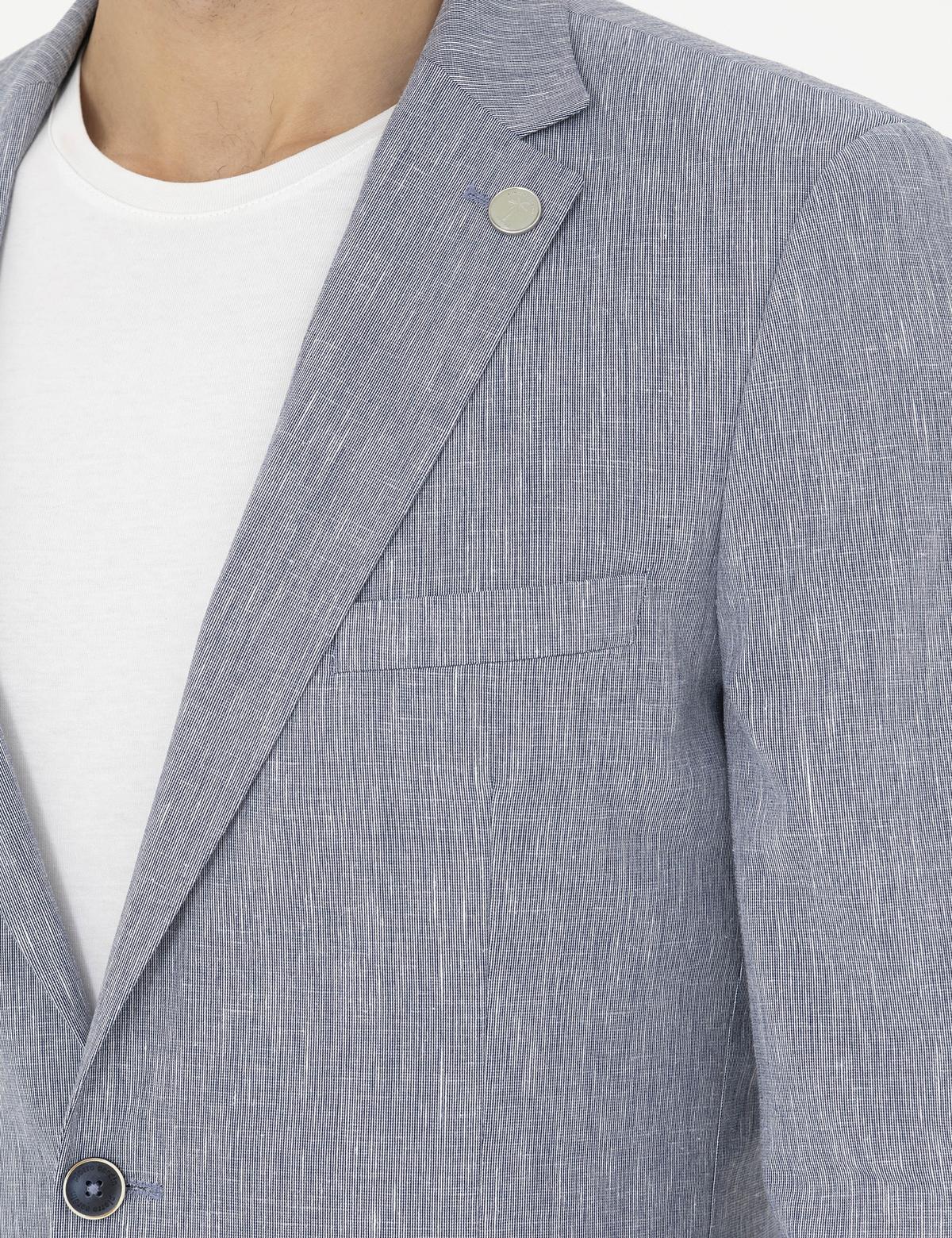 Koyu Mavi Ex. Slim Fit Keten Karışımlı Ceket - 50284935104